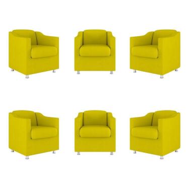 Imagem de Kit 06 Poltronas Sala De Espera Clinica Suede Balaqui Decor Cor:amarelo