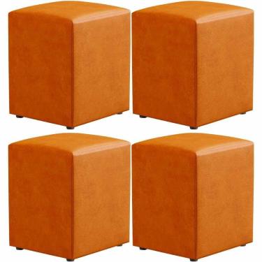 Imagem de Kit 04 Puffs Quadrado Decorativo L02 Couríssimo Whisky