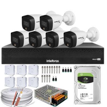 Imagem de Kit 6 Câmera 1220 FULL COLOR Intelbras DVR C/Hd 1tb