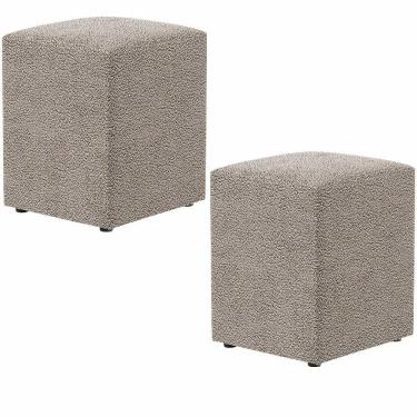Imagem de Kit 02 Puffs Quadrado Decorativo L02 Bouclê Bege