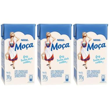 Imagem de Kit Leite Condensado Nestlé Semidesnatado Moça - Caixa 395g 3 Unidades