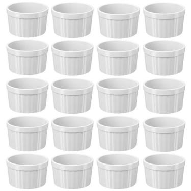 Imagem de Kit 20 Ramekins Brancos Canelados 150ml Restaurante Maionese Chimichur