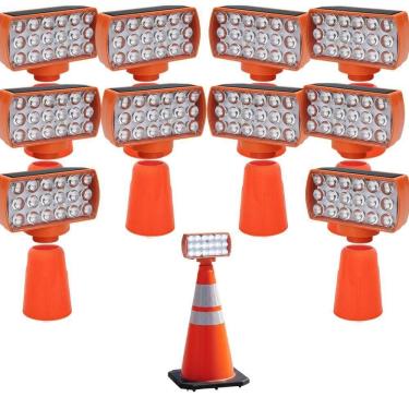 Imagem de Sinalizador Solar Viario Kit 10 Duas Cores Seguranca Noturna Obra Avenida Rodovia Alerta Estrada Transito