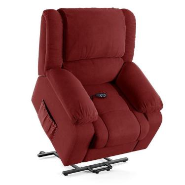 Imagem de Poltrona Do Papai Reclinável Sala De Cinema Barcelona Elevação Lift Elétrico Veludo Vermelho