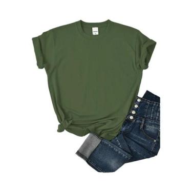 Imagem de Camisetas Femininas De Verão Em Cores Sólidas, Soltas, Com Decote Redo