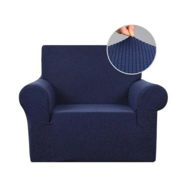 Imagem de Capa De Sofá Jacquard Azul Marinho Elástica Para Sofás De 1, 2, 3 E 4 