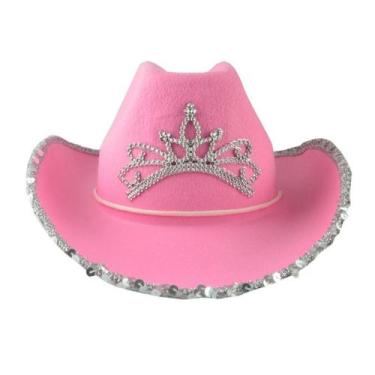 Imagem de Chapéu de carnaval Chapéu de cowboy rosa de Halloween com coroa para c