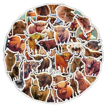 Imagem de Pacote de adesivos Highland Cows Animals 110 unidades à prova d'água -