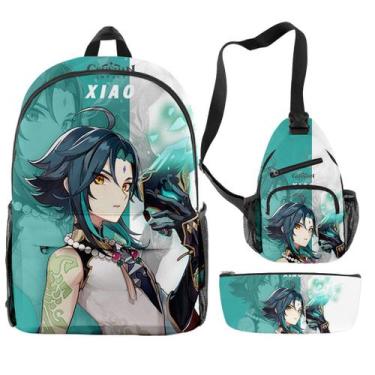Imagem de Conjunto de mochilas Genshins Impacts Xiao School para crianças, 3 uni