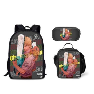 Imagem de Conjunto de mochilas Chainsaws Mans Denjis Cartoon Kids, 3 unidades - 