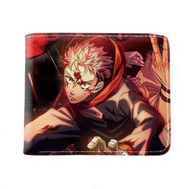Imagem de Carteira, bolsa de moedas, couro, duas dobras, Jujutsus Kaisens Anime 