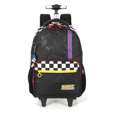 Imagem de Mochila Sonic com Rodas Escolar Luxcel Original Carrinho -, Preto