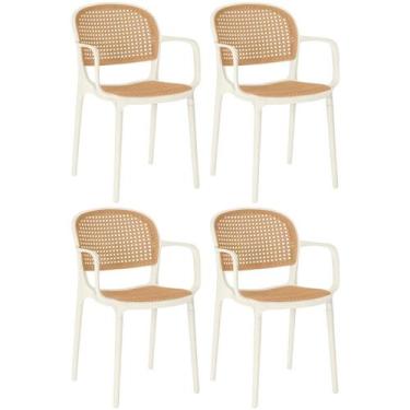 Imagem de Kit 4 Cadeiras de Jantar Roma Prática com Braços para Sala e Cozinha -