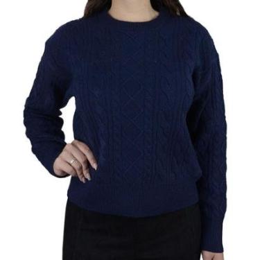 Imagem de Blusa Feminina Facinelli By Mooncity Tricot Marinho - 651239-Feminino