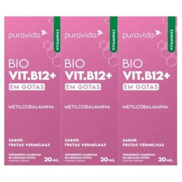 Imagem de 3x Vitamina B12 Drops Metilcobalamina Biodisponível Puravida