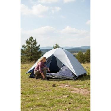 Imagem de Barraca Camping 4 Pessoas Impermeável Azul Escuro Conforto E - Congrat