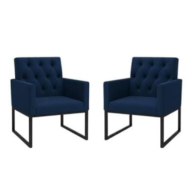 Imagem de Kit 2 Poltronas para Recepção Thais com Base de Ferro Preto Resistente