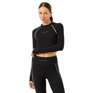 Imagem de Blusa Colcci Canelada Slim Preta Feminina-Feminino