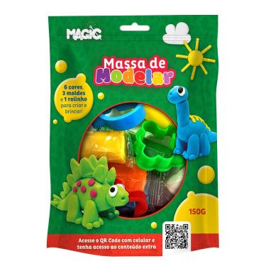 Imagem de Kit Massa de Modelar EVA Magic Kids Dino 6 Cores
