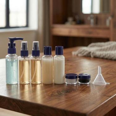 Imagem de Kit de Frascos com necessaire p/ Viagem 10 Peças Jacki Design, Azul