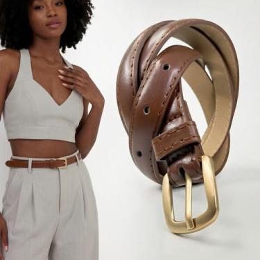 Imagem de Cinto Feminino Ajustável Look Social Casual Fivela Metal Elegante mate