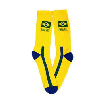 Imagem de Meia Brasil Seleção Canarinho Copa Futebol Torcedor Grande - GAC VARIE