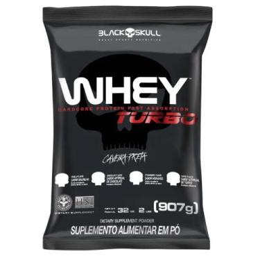 Imagem de Whey Turbo Concentrado Sabor Chocolate 907g Black Skull, Chocolate, 90
