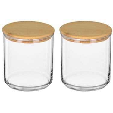 Imagem de KIT 2 POTE MANTIMENTOS HOME&CO COM TAMPA PORTA ALIMENTOS TAMPA BAMBU VIDRO 500ml 10x10x10