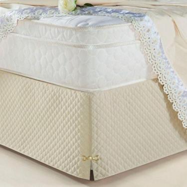 Imagem de Saia Box Casal Olimpo Microfibra Matelassê Costurado - Bege - LILLY HO
