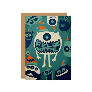 Imagem de Cartão Christmas Monsters Tpc em Papel Texturizado 250G 21X14,8CM com Envelope Kraft, A...