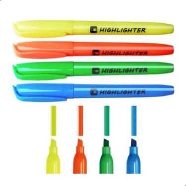 Imagem de Kit 4 Caneta Pincel Marca Texto Fluorescente Ponta Chanfrada - Darujo