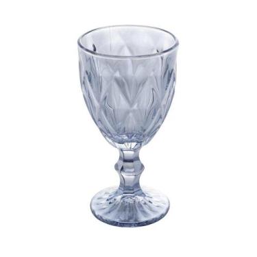 Imagem de Jogo 2 Taças De Vidro Diamond Diamante Azul Metálico Para água 325ml L