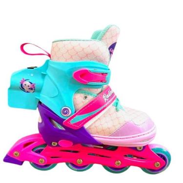 Imagem de Patins Smoke Feminino Tam 34 37 Infantil Led Fumaça Rosa Bom - Unitoys