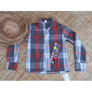 Imagem de camisa infantil xadrez menino quadrilha festa junina 10 anos cinza ver