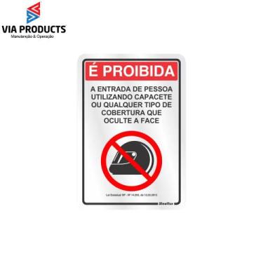 Imagem de Placa Sinalização 16x23 Proibido Uso de Capacete - SINALIZE