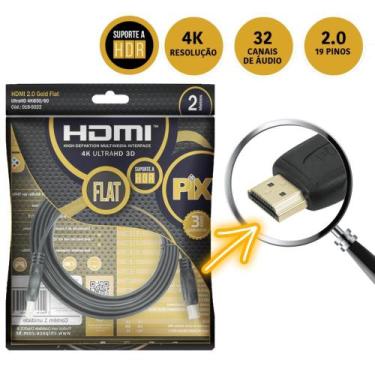 Imagem de Cabo Hdmi Flat Pix Gold 2.0 4k 19 Pinos 2 Metros