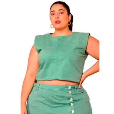 Imagem de Top Plus Size Em Jeans Com Elastano, Muscle - Izzat Jeans, 44