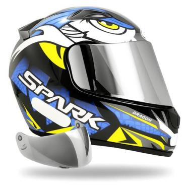 Imagem de Capacete Masculino Feminino Ebf Dragon + Viseira Espelhada, 56