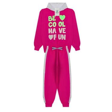 Imagem de Conjunto Infantil Moletom Be Cool Rosa Capuz e Ziper Tam.8