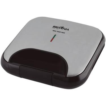 Imagem de Grill Britania Inox preta 750w 220v Faz 2 Sanduiches Antiaderente - Br