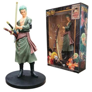 Imagem de Boneco One Piece Roronoa Zoro Verde Action Figure 18cm - Genérica