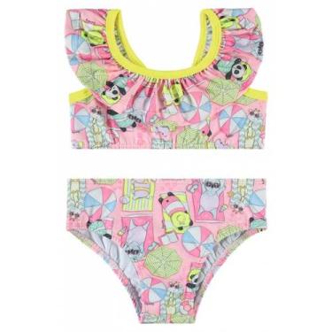 Imagem de Biquini Infantil Proteção UV Quimby 1/3 Ref. 29407, Rosa claro, 3