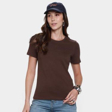 Imagem de Camiseta Básica Hering Slim World Feminina, Bege escuro, GG