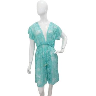 Imagem de Saída de praia plus size camisão rendado com cinto ajustável - Tropica