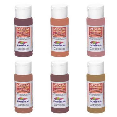 Imagem de Kit Médium Envelhecedor Corfix com 6 Cores 60ML - Kit 1