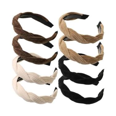 Imagem de Faixa De Cabelo Feminina Larga Retrô De Tecido Trançado Estilo Coreano