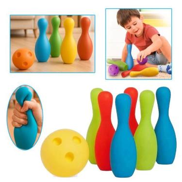 Imagem de Boliche Infantil Em Vinil Macio 6 Pinos E 2 Bolas Brinquedo - Cometa B