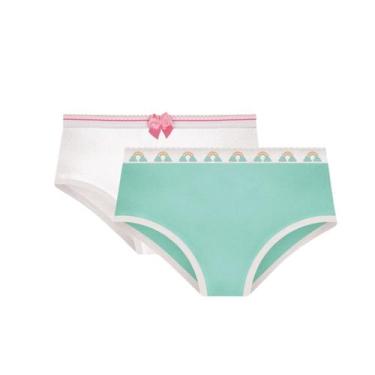 Imagem de Kit Com 2 Calcinhas Infantil Para Meninas Selene, PP, Verde claro