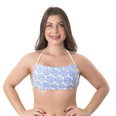 Imagem de Top Biquini Faixa Frente Única Amarração Versátil Arsiè, G, Azul
