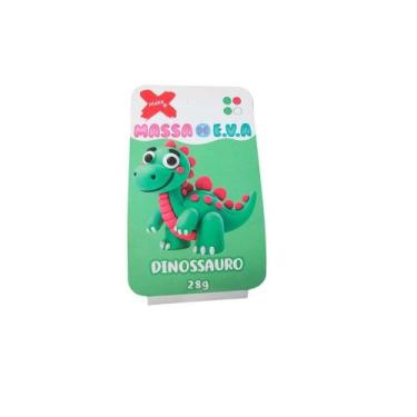 Imagem de Massinha EVA 4 Cores Com Forminha Dinossauro 28g - MAKE +